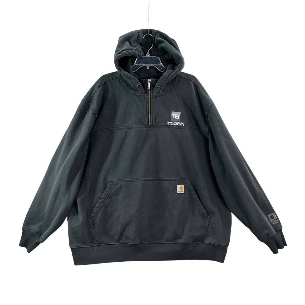 Carhartt Rain Defender Hoodie Mens 3XL Black Quarter Zip TEI Logo Workwear